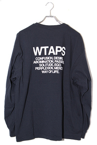 23SS WTAPS ダブルタップス SIZE:2 INGREDIENTS LS COTTON プリント 長袖Ｔシャツ NAVY ネイビー 231ATDT-LTM04S /● メンズ