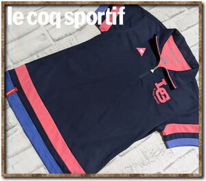 ☆le coq sportif　ルコックスポルティフ　刺繍入り半袖ポロシャツ　紺☆やや難