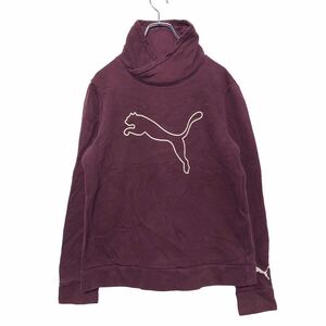 PUMA プリント スウェット パーカー L ワインレッド ホワイト プーマ ハイネック 古着卸 アメリカ仕入 a509-5014