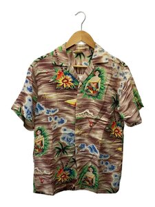 Hale Hawaii◆40s/Vintage/Aloha Hawaii/アロハシャツ/ウッドボタン/フラガール/S/ブラウン/総柄