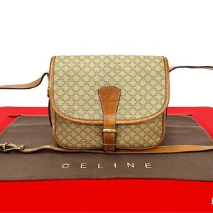 極 美品 希少品 CELINE セリーヌ ヴィンテージ マカダム ブラゾン トリオンフ 柄 レザー ショルダーバッグ ポシェット ブラウン 03001