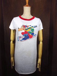 ビンテージ70’s●グーフィースキープリントリンガーTシャツsize XS白×赤●240710o3-m-tsh-ot古着半袖TシャツトップスディズニーUSA製