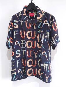 Supreme シュプリーム Alphabet Silk Shirt アルファベット シルク 半袖 アロハ シャツ ブラック L Y-328285