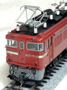 美品◆天賞堂 ＥＤ７５ １１４号機 （増備型 100番台）グレーHゴム・カンM・フライホイール装備◆フクシマ製 黒ラベル HGモデル