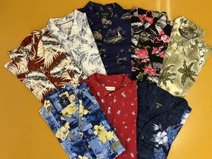 ◆ USA古着卸 美品 半袖 ハワイアン アロハシャツ 2XL 8枚 セット まとめ売り 総柄 柄シャツ コットン シルク レーヨン 大きいサイズ