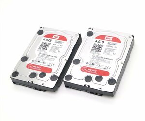 ◇【2本セット】Western Digital WD Red WD40EFRX 4TB/3.5インチ/NAS用SATA HDD Crystal Disk Infoにて正常動作確認済み