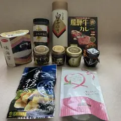 食品詰め合わせ　レトルトカレー／のり茶漬け／味のり／ティーバッグ／のり佃煮　など