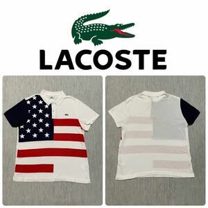 LACOSTE ラコステ 星条旗 柄 半袖 鹿子 ポロ シャツ 5 XL golf 紳士 メンズ 