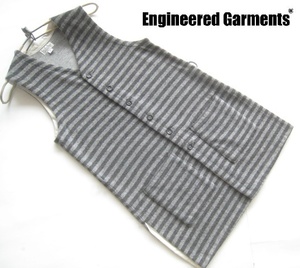 【セール】FWK by ENGINEERED GARMENTS エンジニアドガーメンツ*ボーダー柄ロング丈ウールニットベスト 0 実寸S グレー