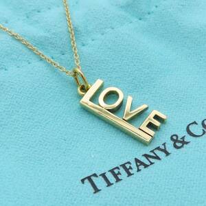 【送料無料】 極希少 美品 Tiffany&Co. ティファニー LOVE イエロー ゴールド ネックレス 750 K18 ラブ HA77