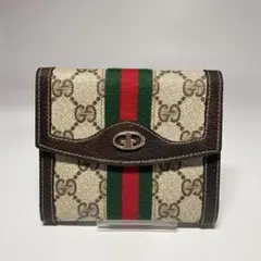 GUCCI オールドグッチ 二つ折り財布 シェリーライン GGスプリーム PVC