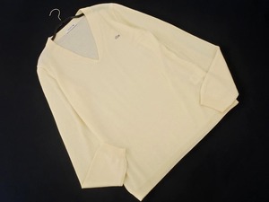 LACOSTE ラコステ ウール100% Vネック ワンポイント ニット セーター size40/クリーム ◇■ ☆ ekc1 メンズ