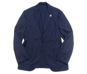 ブートニエール付 超美品 LARDINI ラルディーニ easy wear パッカブル ストレッチポリウール テーラードジャケット ネイビー メンズ 48