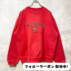 古着 used　長袖カレッジロゴスウェット　ワッペン　トレーナー　NC STATE　ノースカロライナ　大学　赤　レッド　レトロ