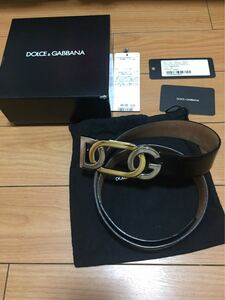 良品 DOLCE&GABBANA オーストリッチ　ブラック　レザー ベルト 90300円 ドルガバ ドルチェアンドガッパーナ ダチョウ　革