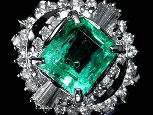 MM14284S【1円～】新品【RK宝石】≪Emerald≫ 豪華!! 極上エメラルド 大粒1.29ct!! 極上ダイヤモンド 総計0.54ct Pt900 高級リング ダイヤ