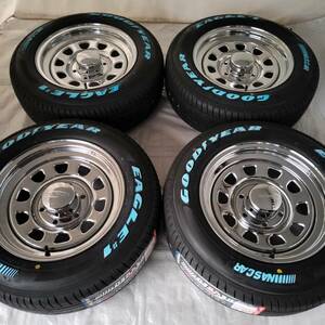 デイトナ 16-7.0J＋19 6-139.7 クローム タイヤ付4本セット 215/65R16 GOODYEARナスカー ハイエース (W0049-1)