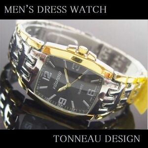 腕時計 トノー メンズ ドレスウォッチ新品ステンレス メタルバンドd1023SB