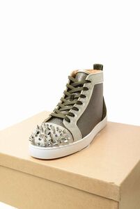 未使用 Christian Louboutin Lou Pik Pik Orlato グリッター スタッズ スニーカー 42/27cm オリーブ クリスチャンルブタン KL4CLH2S07