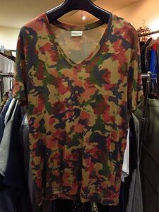 DRIES VAN NOTTEN ドリスヴァンノッテン camo 迷彩柄 VネックTシャツ マルチカラー M