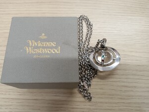 【10140#2】Vivienne Westwood ヴィヴィアン　　大型 オーブ ロングネックレス クリア×シルバー