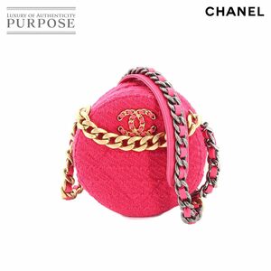 新品同様 シャネル CHANEL 19 ラウンド クラッチ チェーン ショルダー バッグ ツイード レザー ピンク AP0945 Chanel 19 Bag 90195278