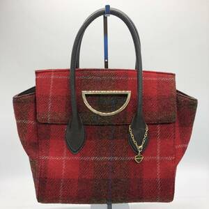 【保管品】Samantha Thavasa サマンサタバサ Harris Tweed ハリスツイード ハンドバッグ ショルダーバッグ 2way チェック レッド