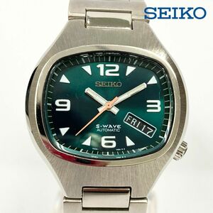 【可動品】SEIKO セイコー S-WAVE 7S26-5010 腕時計 オートマチック デイデイト 裏スケルトン 文字盤/グリーン