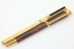 【2点】 dunhill ダンヒル Christian Dior ディオール ボールペン ブラウン ゴールドカラー 文具 筆記用具 2055-B