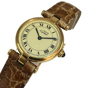 CARTIER カルティエ 革ベルト Cartier カルティエ VERMEIL ヴェルメイユ Quartz 925 クォーツ 腕時計