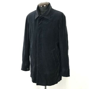 ミッシェルクラン/MICHEL KLEIN☆ベロア/ステンカラーコート【46/メンズM/紺ストライプ柄/navy】Coats/Jackets/Jumpers◇zBH313