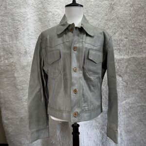 【1円スタート】【ヴィンテージ】■CoSTUME HOMME 　コスチューム オム■　レザー　ジャケット　テーラード　ライトブルー系