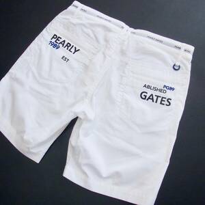 新品 正規品!! PEARLY GATES/パーリーゲイツ 大人気!! プラスクール ストレッチ ハーフパンツ ティー付き【5/L】ホワイト