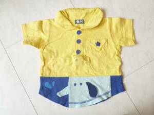 美品　黄色×青　半袖　ぞうさん　シャツ　90