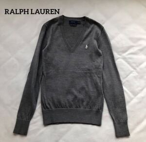 美品　RALPH LAURENラルフローレン　メリノウール　ニット Vネック　S