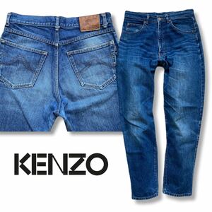 送料無料 トレンドシルエット ケンゾー KENZO jeans デニムパンツ ジーンズ ゆっくり テーパード 北斎 革パッチ オールド ヴィンテージ 79