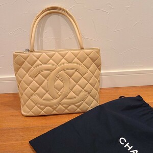 シャネル★CHANEL★キャビアスキン★ベージュバック