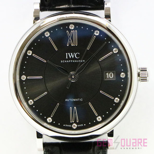 【値下げ交渉可】IWC ポートフィノ37 男 腕時計 グレー文字盤 12PD ダイヤ デイト オートマ 中古 IW458102【質屋出店】