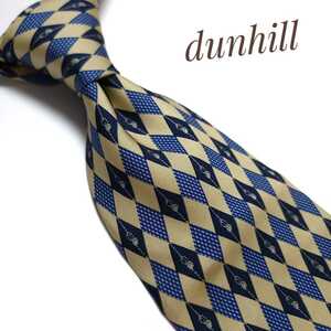 dunhill ダンヒル ネクタイ ハイブランド 高級 ネイビー 青 アイボリー 690