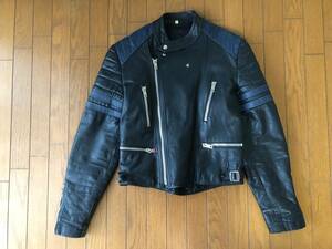 ★革ライダースジャケット 黒×ブルー★革製 ECHT LEDER