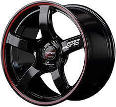 29【S.R】未使用 RMPレーシング R50 アルミホイール 18×8J 5-100 INSET45 1本ブラック/リムレッドライン 香川発