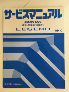 Q02-4【美品】サービスマニュアル　ホンダ　レジェンド　構造・整備編（追補版）　1991年10月 E-KA7型　（1100001～）LEGEND