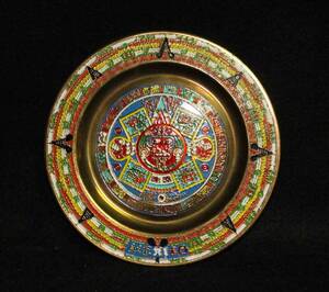 金属工芸◆◆アステカ　カレンダー　暦　飾皿◆◆黄銅　真鍮製　壁掛け　16cm mexican aztec calendar