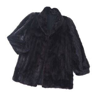 ☆4-ZLF863【美品】ダークミンク MINK ミンクファー 最高級毛皮 ハーフコート 毛質 艶やか 柔らか ブラック 13 レディース