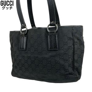 良品　GUCCI ハンドバッグ GG柄　ブラック　黒　手提げ　113019