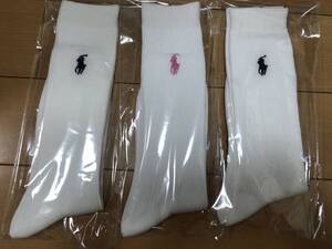 ポロ ラルフローレン 22-24cm ハイソックス 3足 POLO 靴下 女性 丈約26cm