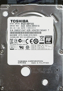 TOSHIBA MQ01ABF032 2.5インチ 7mm SATA600 320GB 81回 16174時間