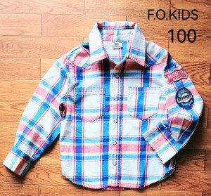 美品「F.O.KIDS タータンチェック柄 長袖シャツ 100サイズ」スナップボタンなので自分で脱げます／BREEZE ビッツ アメカジ ラルフローレン