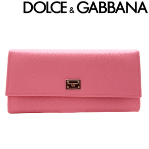 DOLCE&GABBANA ドルチェ＆ガッバーナ ブランド 長財布 レディース 型押しレザー ピンク BI0087-A1001-80424