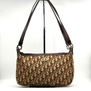 1円/極美品●Christian Dior クリスチャンディオール トロッター柄 CDロゴ ゴールド金具 2way ショルダーバッグ トートバッグ 肩掛け可